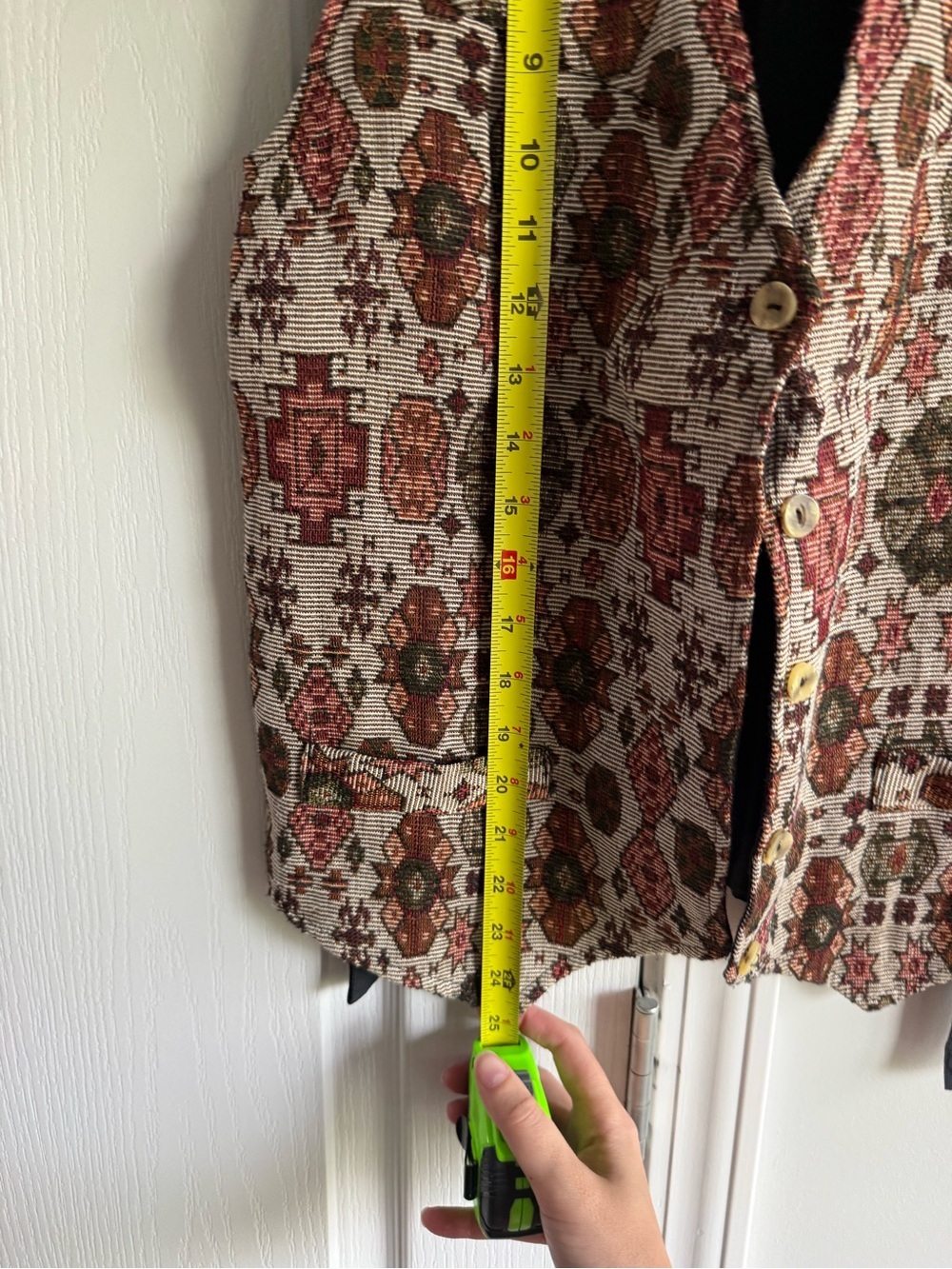 Boho Vintage Tapestry Patterned Vest in Earth Tones - Picture 10 of 10